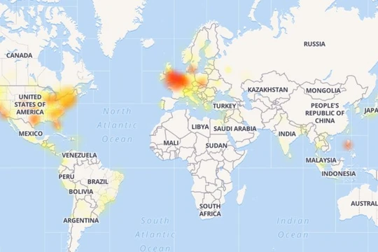 Châu Âu là điểm nóng về sự cố của Facebook vào thời điểm 23h ngày 3/7 (ảnh: Business Insider)