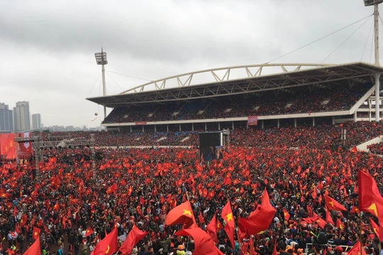 Cổ động viên Việt Nam tại sân Mỹ Đình