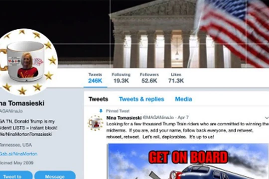 Tài khoản của bà Nina Tomasieski đã bị Twitter "đóng cửa" vì coi là "bot" 