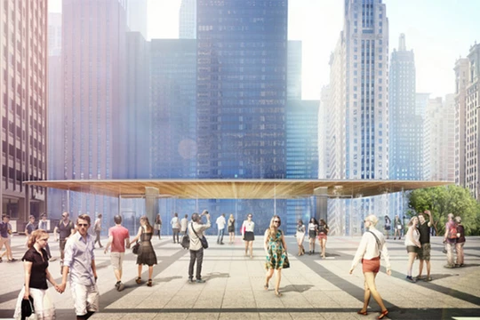 Apple Store mới đang được xây dựng ven sông Chicago