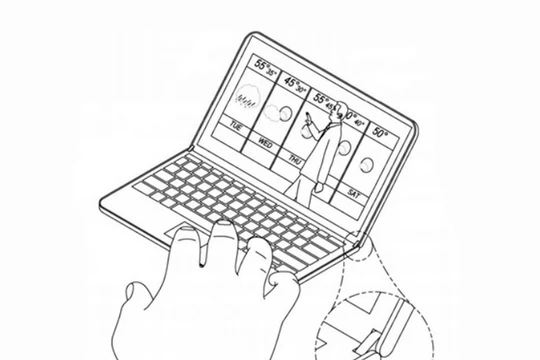 Mẫu máy tính bảng gập đôi trong bằng sáng chế của Microsoft (ảnh: Phone Arena)