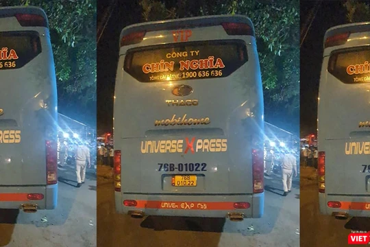 Xe khách mang BKS 76B-010.22 (nhà xe Chín Nghĩa) do tài xế Nguyễn Quốc Tuấn điều khiển bị tạm giữ tại cơ quan công an