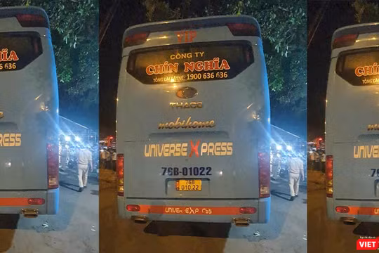 Xe khách mang BKS 76B-010.22 (nhà xe Chín Nghĩa) do tài xế Nguyễn Quốc Tuấn điều khiển bị tạm giữ tại cơ quan công an