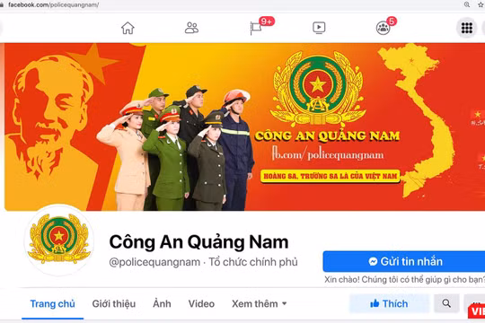 Giao diện trang facebook của lực lượng Công an tỉnh Quảng Nam