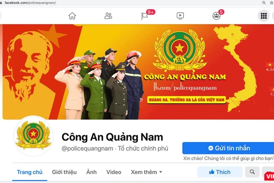 Giao diện trang facebook của lực lượng Công an tỉnh Quảng Nam