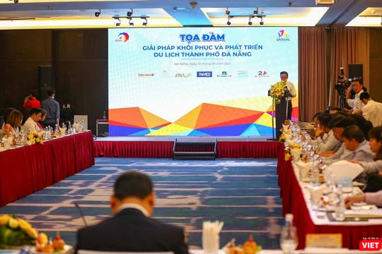 Quang cảnh Tọa đàm "Giải pháp khôi phục và phát triển du lịch TP Đà Nẵng năm 2021" do Sở Du lịch Đà Nẵng phối hợp với Quỹ Xúc tiến Phát triển Du lịch TP tổ chức vừa diễn ra sáng ngày 1/4