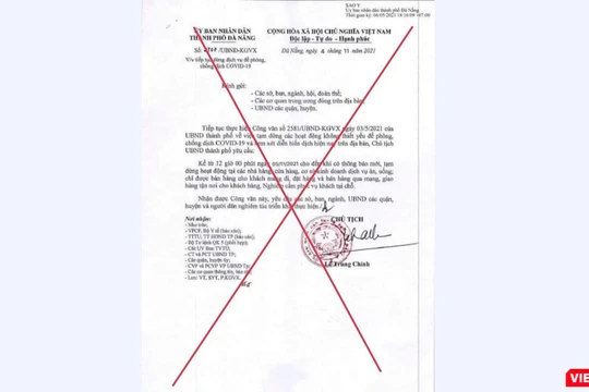 Văn bản giả mạo đang được cơ quan chức năng Đà Nẵng truy nguồn phát tán