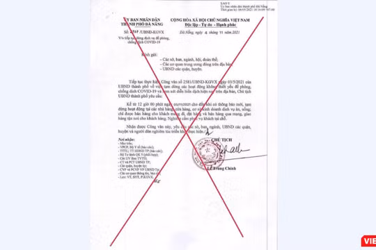 Văn bản giả mạo đang được cơ quan chức năng Đà Nẵng truy nguồn phát tán