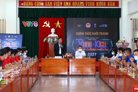 Quang cảnh buổi họp báo công bố vòng chung kết chương trình “Xung kích phòng chống thiên tai” khởi tranh tại Đà Nẵng