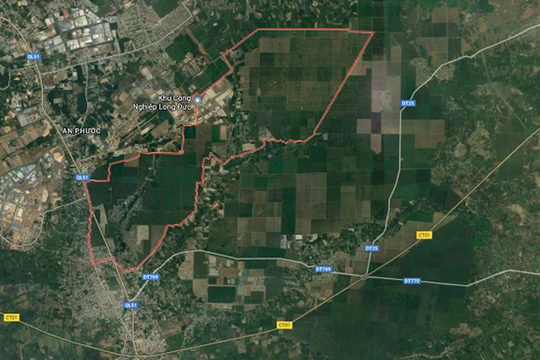 Lô đất dự án 92ha vừa được đấu giá thành công của Đất Xanh - Ảnh: Google Maps.