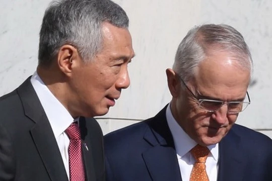 Thủ tướng Australia Malcolm Turnbull và Thủ tướng Singapore Lý Hiển Long. (Nguồn: afr.com).