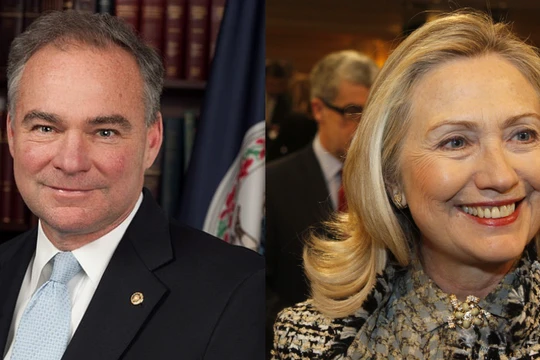 Ông Tim kaine và bà Hillary Clinton.