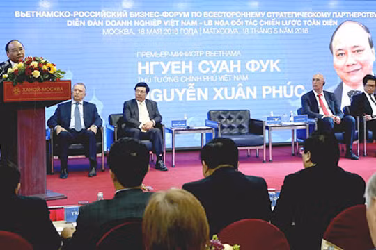 Thủ tướng Nguyễn Xuân Phúc tại diễn đàn doanh nghiệp Nga Việt.