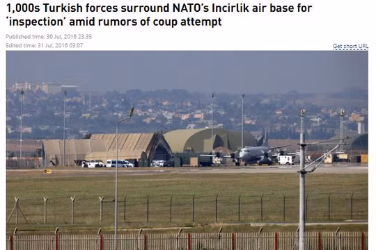 1000 binh sỹ Thổ Nhĩ Kỳ bao vây căn cứ Incirlik