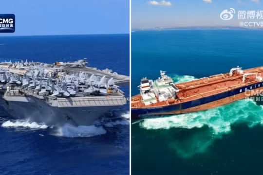 Hai tàu trong vụ đâm va đêm 12/2: USS Harry S. Truman CVN-75 và Bekitas-M. Ảnh: Sohu.