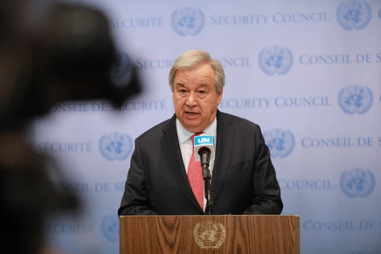 Tổng thư ký António Guterres cảnh báo nguy cơ Liên Hợp Quốc phá sản. Ảnh: Xinhua. 