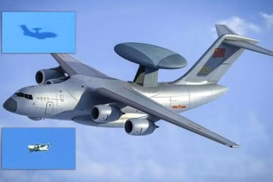 Các bức ảnh chụp chiếc KJ-3000 của cư dân mạng (nhỏ) và hình ảnh được vẽ lại. Ảnh: Zaobao.