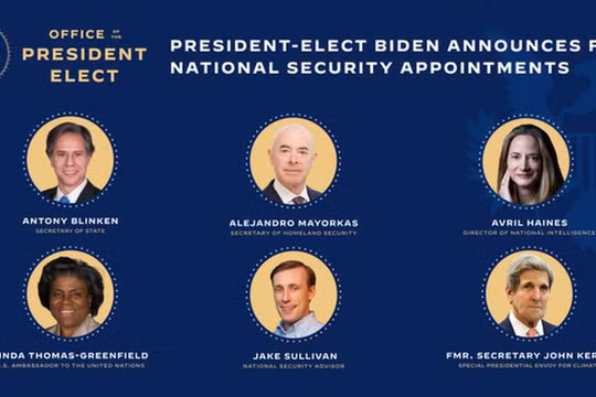 Sáu quan chức đầu tiên trong nội các dự kiến, được ông Joe Biden công bố trên Twitter cá nhân (Ảnh: Twitter@JoeBiden).