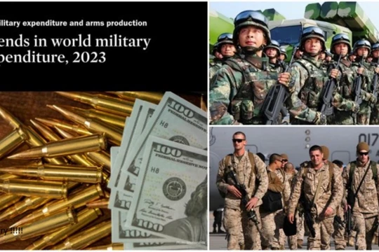 Chi tiêu cho quân sự của cả thế giới năm 2023 lên tới 2.400 tỉ USD (Ảnh: SIPRI)