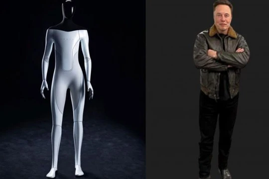Ông chủ Tesla Elon Musk và robot Optimus dự kiến sẽ ra mắt ngày 1/10 tới đây (Ảnh: Creaders).