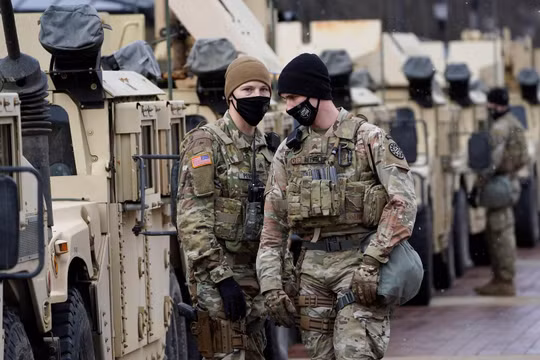 25 ngàn lính Vệ binh quốc gia được triển khai tại Washington để bảo vệ an ninh cho Lễ nhậm chức của ông Joe Biden ngày 20/1 tới (Ảnh: AP).