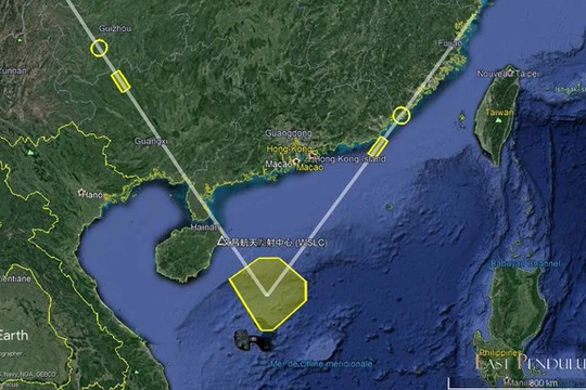 Sơ đồ vụ phóng tên lửa của Trung Quốc hôm 26/8 từ nội địa tới Biển Đông (Ảnh: East Pendulum). 