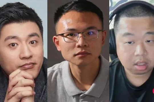 Ba người nổi tiếng trên mạng Internet Trung Quốc vừa bị phong sát: Trương Tuyết Phong, Hộ Thần Phong, Lam Chiến Phi (trái qua). Ảnh: Creaders.