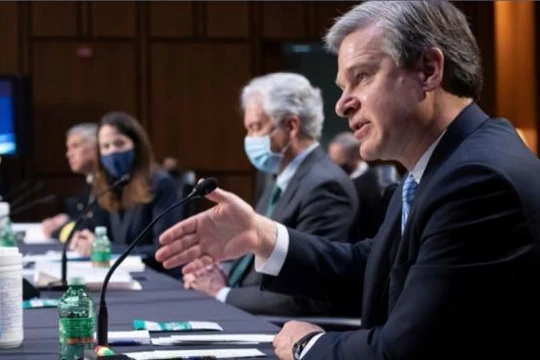 Các lãnh đạo các cơ quan tình báo Mỹ thống nhất về mối đe dọa của Trung Quốc tại phiên điều trần tại Thượng viện hôm 14/4 (Ảnh: VOA).