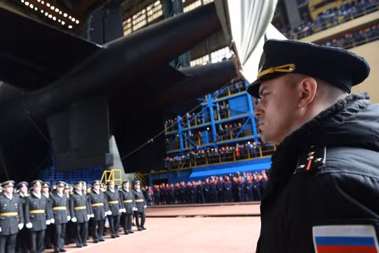 Tàu ngầm hạt nhân Belgorod được hạ thủy (Ảnh: Sputnik).