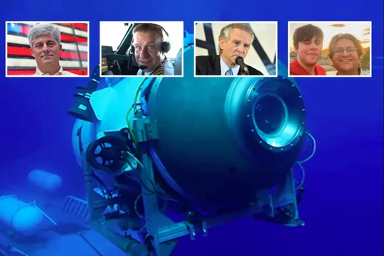 Chiếc tàu lặn Titan và 5 người xấu số tham gia chuyến tham quan định mệnh (Ảnh: Redian)