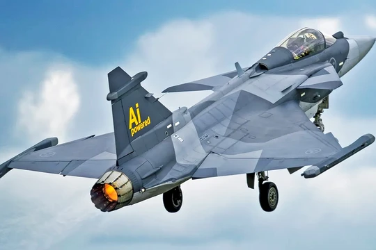 Chiếc tiêm kích Gripen-E trang bị hệ thống AI bay thử nghiệm. Ảnh: Wforum.