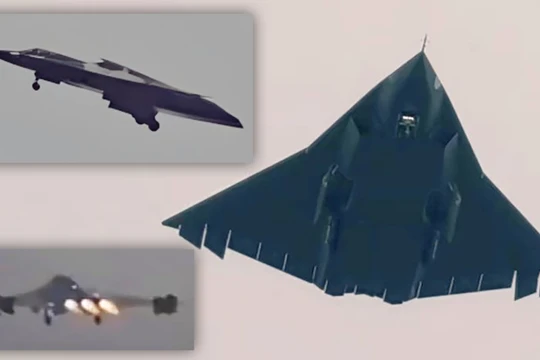 Một số bức ảnh chụp chiếc J-36 bay thử nghiệm lần thứ hai hôm 17/3. Ảnh: TheWarzone.