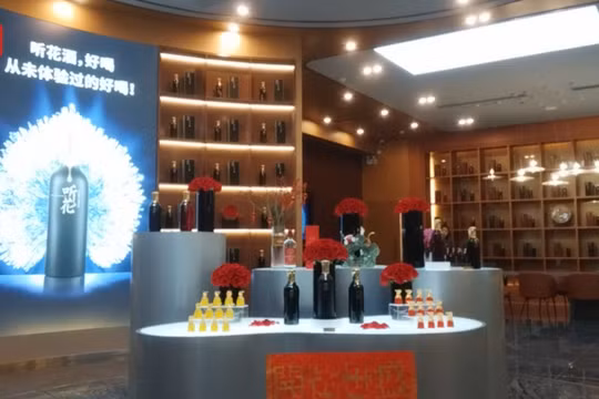 Một phòng trưng bày rượu Thính Hoa (Tinghuajiu) (Ảnh: CCTV)