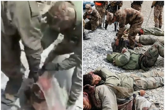 Lính Ấn Độ đánh lính Trung Quốc (trái) và lính Trung Quốc bắt lính Ấn Độ (phải) (Ảnh: Đông Phương)