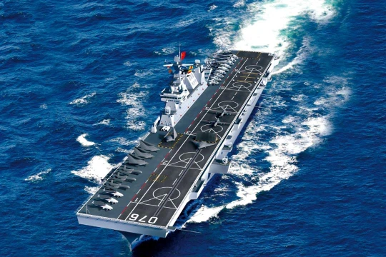 Phối cảnh 1 trong 3 chiếc tàu đổ bộ tấn công Type-75 hiện có trong trang bị của quân đội Trung Quốc (Ảnh: Toutiao)