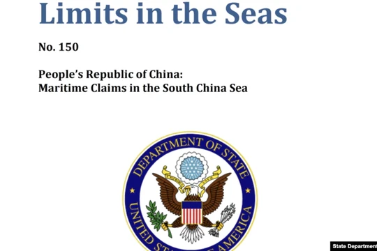 Bản Báo cáo về yêu sách chủ quyền Trung Quốc trên Biển Đông do Bộ Ngoại giao Mỹ công bố hôm 12/1 (Ảnh: BNG Mỹ).