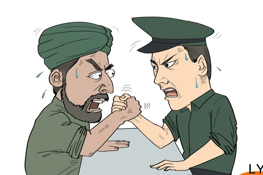 Cuộc đọ sức căng thẳng giữa Trung Quốc và Ấn Độ ngày càng gia tăng trên các lĩnh vực (Biếm họa của Đa Chiều).
