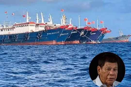 Hôm 14/5, Tổng thống Philippines Duterte (ảnh nhỏ) bày tỏ quyết không nhượng bộ trong vấn đề tranh chấp chủ quyền với Trung Quốc ở Biển Đông (Ảnh: Đông Phương). 