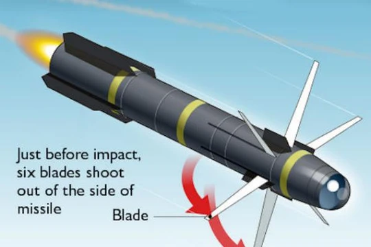 Bản vẽ mô tả tên lửa AGM-114R9X "Ninja bomb" Mỹ sử dụng để tiêu diệt thủ lĩnh ISIS-K (Ảnh: chinatimes).