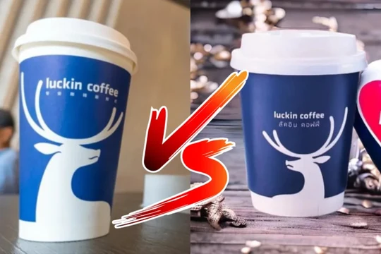 Luckin Coffee Trung Quốc (trái) và Luckin Coffee Thái Lan (phải) đấu nhau quyết liệt vì tranh chấp thương hiệu (Ảnh: Yahoo)
