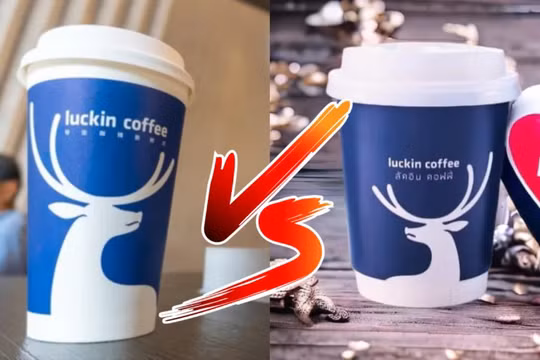 Luckin Coffee Trung Quốc (trái) và Luckin Coffee Thái Lan (phải) đấu nhau quyết liệt vì tranh chấp thương hiệu (Ảnh: Yahoo)