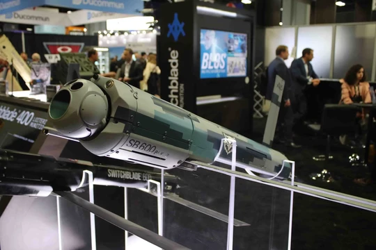 Đạn tuần kích Switchblade 600 Block 2 được trưng bày. Ảnh: Wforum.