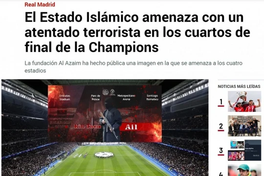 Thông tin về lời đe dọa của IS được đăng tải trên báo Marca của Tây Ban Nha (Ảnh: NetEasy).