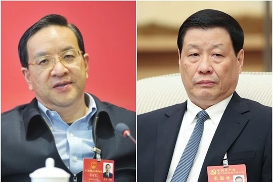 Ông Ứng Dũng (phải) sáng 13/2 được Trung ương Đảng Cộng sản Trung Quốc cử làm Bí thư tỉnh ủy Hồ Bắc thay ông Tưởng Siêu Lương vừa bị bãi chức (Ảnh: Đông Phương).