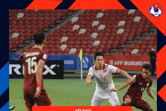 Trận hòa đã biến Việt Nam thành cựu vương AFF Cup 2020. Ảnh VFF.