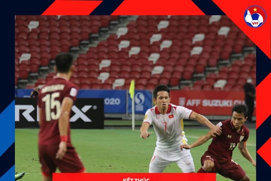 Trận hòa đã biến Việt Nam thành cựu vương AFF Cup 2020. Ảnh VFF.