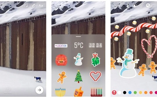 Instagram bắt đầu cập nhật sticker đón Giáng sinh