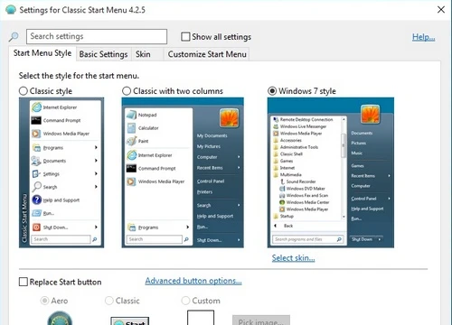 Đưa trình đơn Start của Windows 7 lên Windows 10