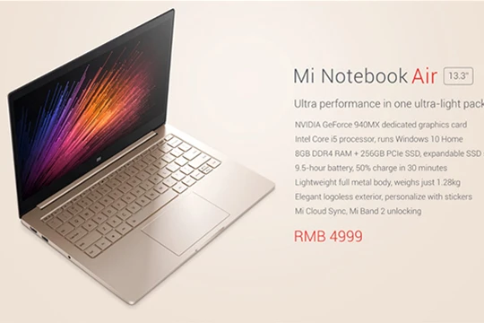 Xiaomi ra mắt laptop siêu nhẹ Mi Notebook Air