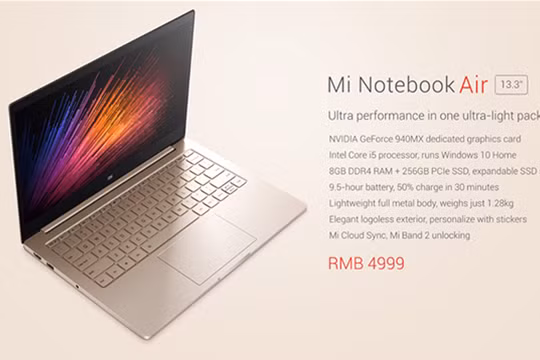 Xiaomi ra mắt laptop siêu nhẹ Mi Notebook Air